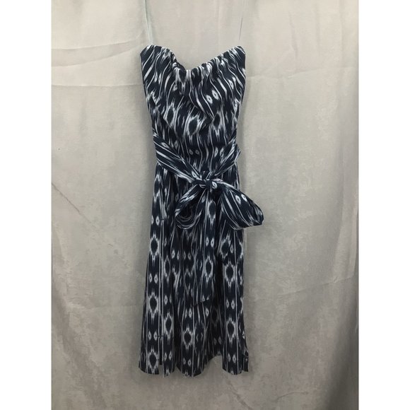 Athleta Ikat Strapless Anywhere Dress Size 2 Blue/White - Picture 5 of 11
